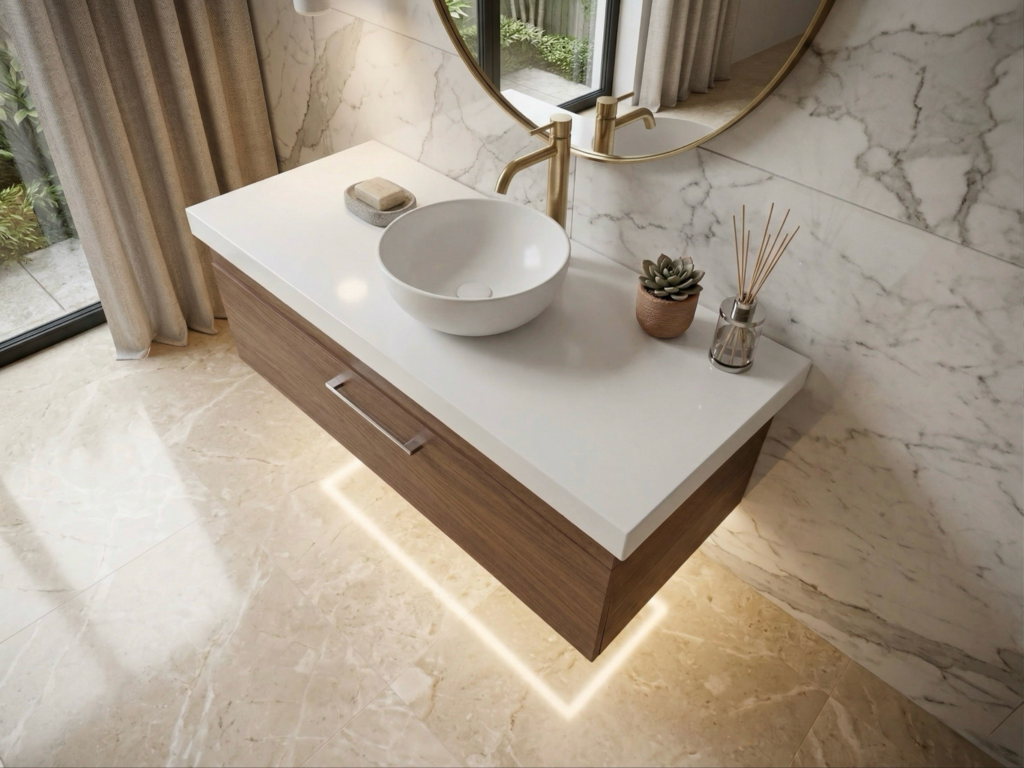 Meuble de salle de bains Stone 120 cm à un tiroir (sans vasque) - vue 4