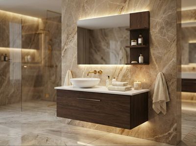 Bathroom Cabinet Stone 120 cm with One Drawer (without Basin)