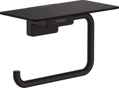 Porte-papier WC avec tablette Hansgrohe AddStoris en noir mat