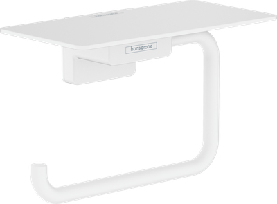 Porte-papier WC avec tablette Hansgrohe AddStoris en blanc mat