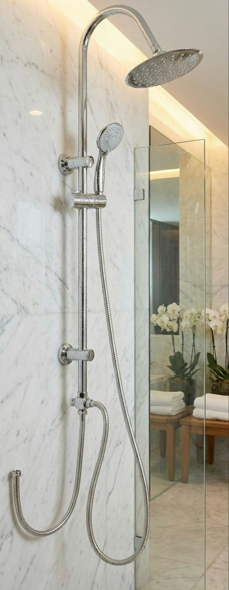 Colonne de douche Gedy avec pomme de douche à 1 jet et douchette à main à 5 jets - vue 3