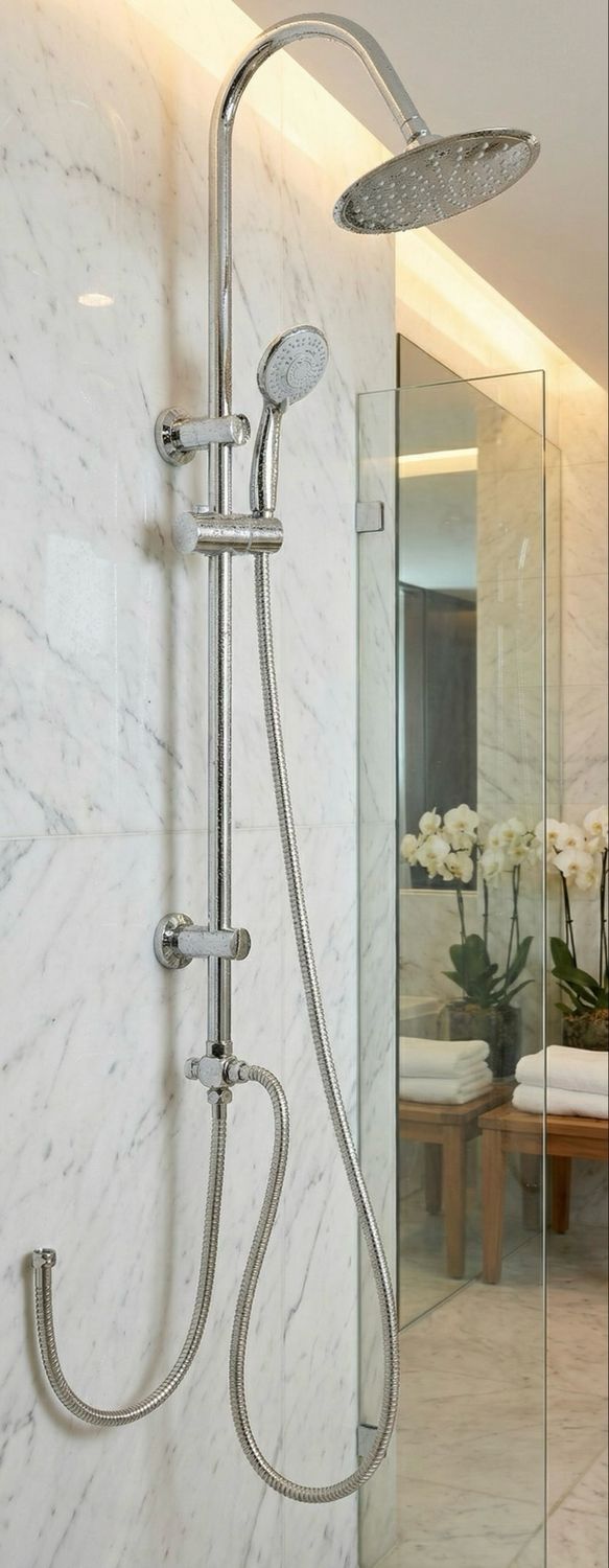 Colonne de douche Gedy avec pomme de douche à 1 jet et douchette à main à 5 jets — vue 3