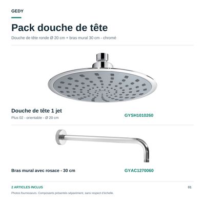 Douche de tête Gedy 1 jet avec bras de douche