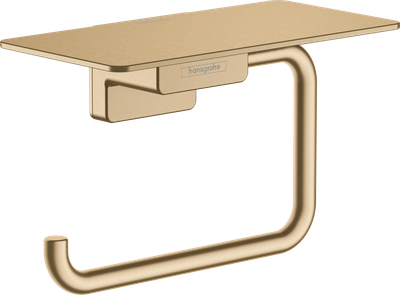 Porte-papier WC avec tablette Hansgrohe AddStoris en bronze brossé