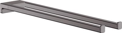 Porte-serviettes double branche Hansgrohe AddStoris en noir chromé brossé