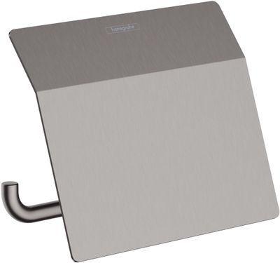 Porte-papier WC avec couvercle Hansgrohe AddStoris en noir chromé brossé