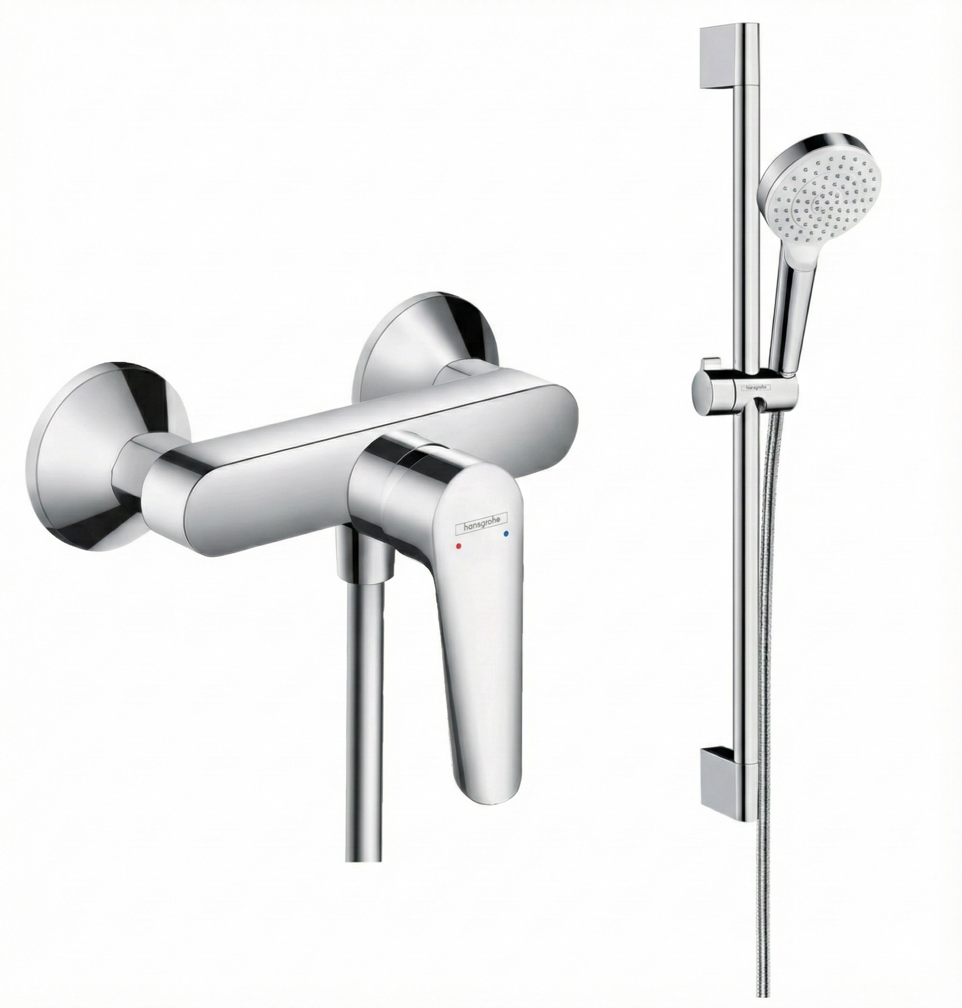 Pack robinetterie pour douche : mitigeur Logis E + barre de douche Hansgrohe - vue 2