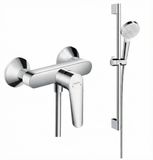Pack robinetterie pour douche : mitigeur Logis E + barre de douche Hansgrohe