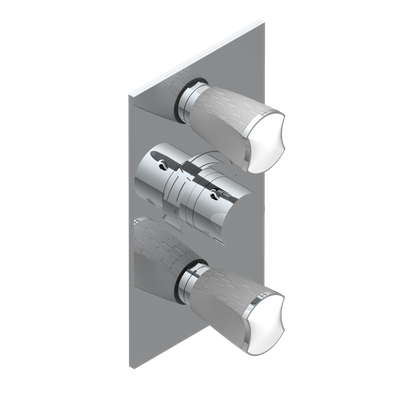 Set de finition THG pour douche thermostatique à encastrer avec deux robinets d'arrêt à 2 fonctions - Collection "Infini porcelaine blanche"