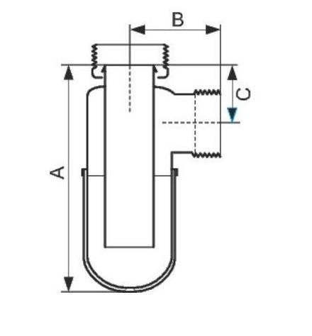 Siphon de laboratoire Presto anti-acide avec culot en verre