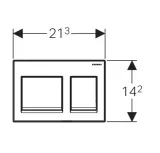 Geberit Alpha25 square plaque de déclenchement, chromé brillant, dimensions 213 x 142.