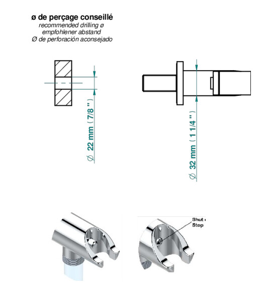 Ensemble hygiénique de WC THG avec douchette à gâchette, flexible et butée de sécurité intégrée sur sortie murale - Collection "Anoa" — vue 3