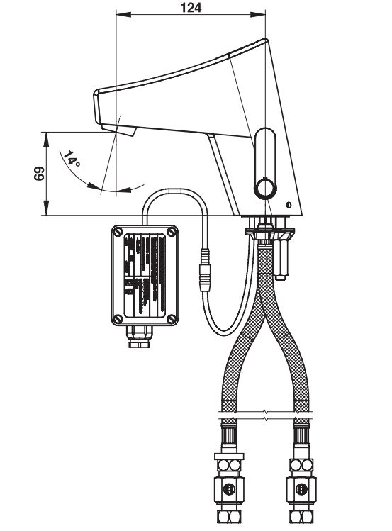 Mitigeur de lavabo sensitif Presto Touch® chromé avec transformateur et robinet d'arrêt