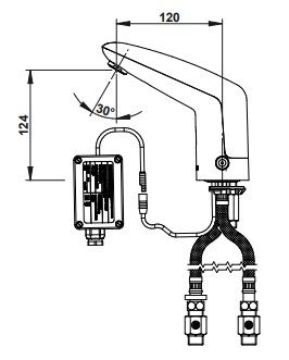 Robinet de lavabo électronique Presto Volta chromé  sur secteur sur plage