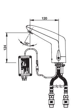Mitigeur de lavabo électronique Presto Volta chromé  sur secteur sur plage