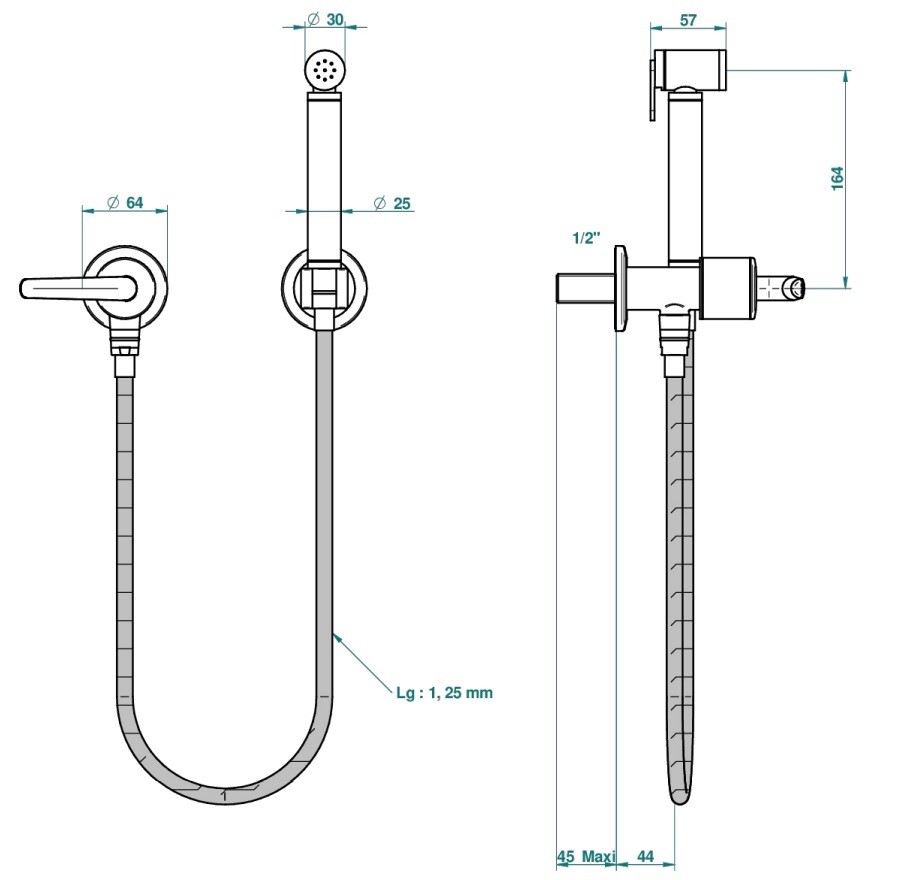 Ensemble hygiénique de WC THG avec robinet d'arrêt - Collection "Bondi à manettes" — vue 5