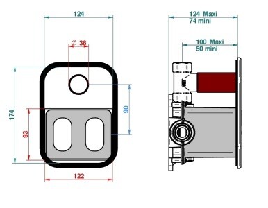 Set de finition THG pour douche thermostatique à encastrer avec un robinet d'arrêt - Collection "Diplomate" — vue 5