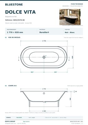 Dolce Two-Tone Bathtub 177 x 82 cm