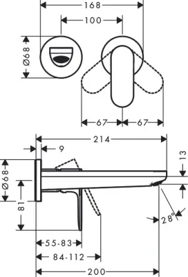 Mitigeur de lavabo encastré Hansgrohe Rebris S 200 mm
