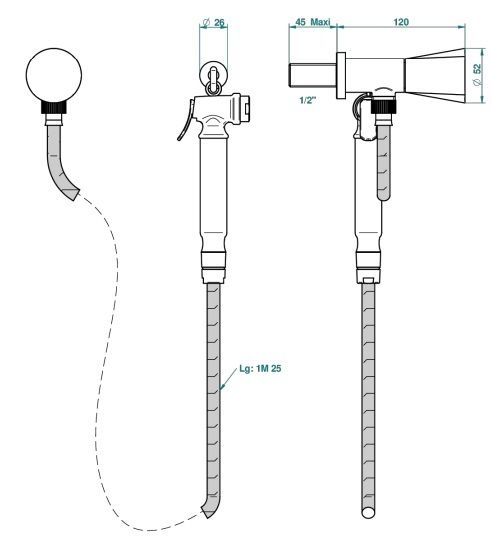 Ensemble hygiénique WC THG avec robinet d'arrêt - Collection "Métamorphose"