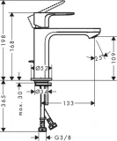Rebris E Mitigeur de lavabo 110 avec tirette et vidage