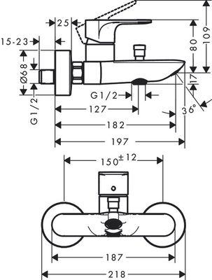 Mitigeur de bain / douche Hansgrohe Rebris E