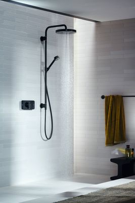 Module thermostatique encastré AXOR One avec 2 fonctions en noir mat