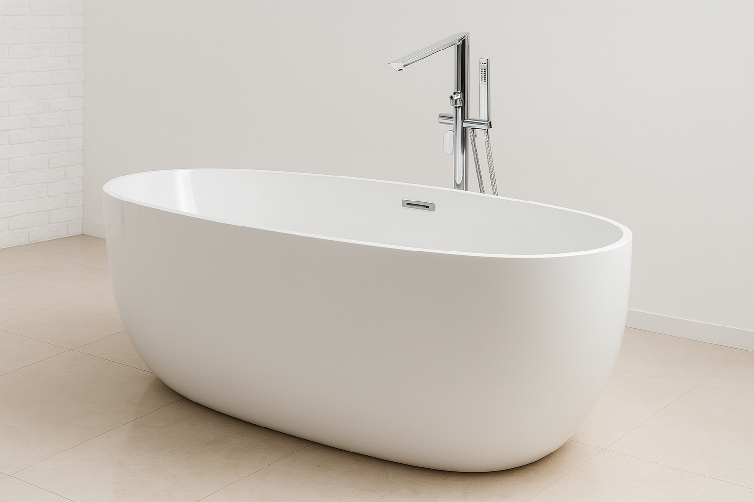 Baignoire en îlot acrylique ovale Deante Alpinia PureOne - 170 x 80 cm - vue 2
