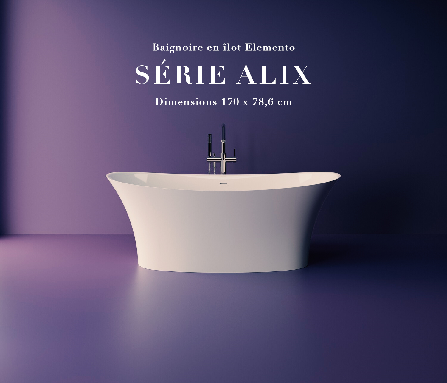 Baignoire en îlot Elemento - Série Alix - 170 x 78,6 cm - vue 10