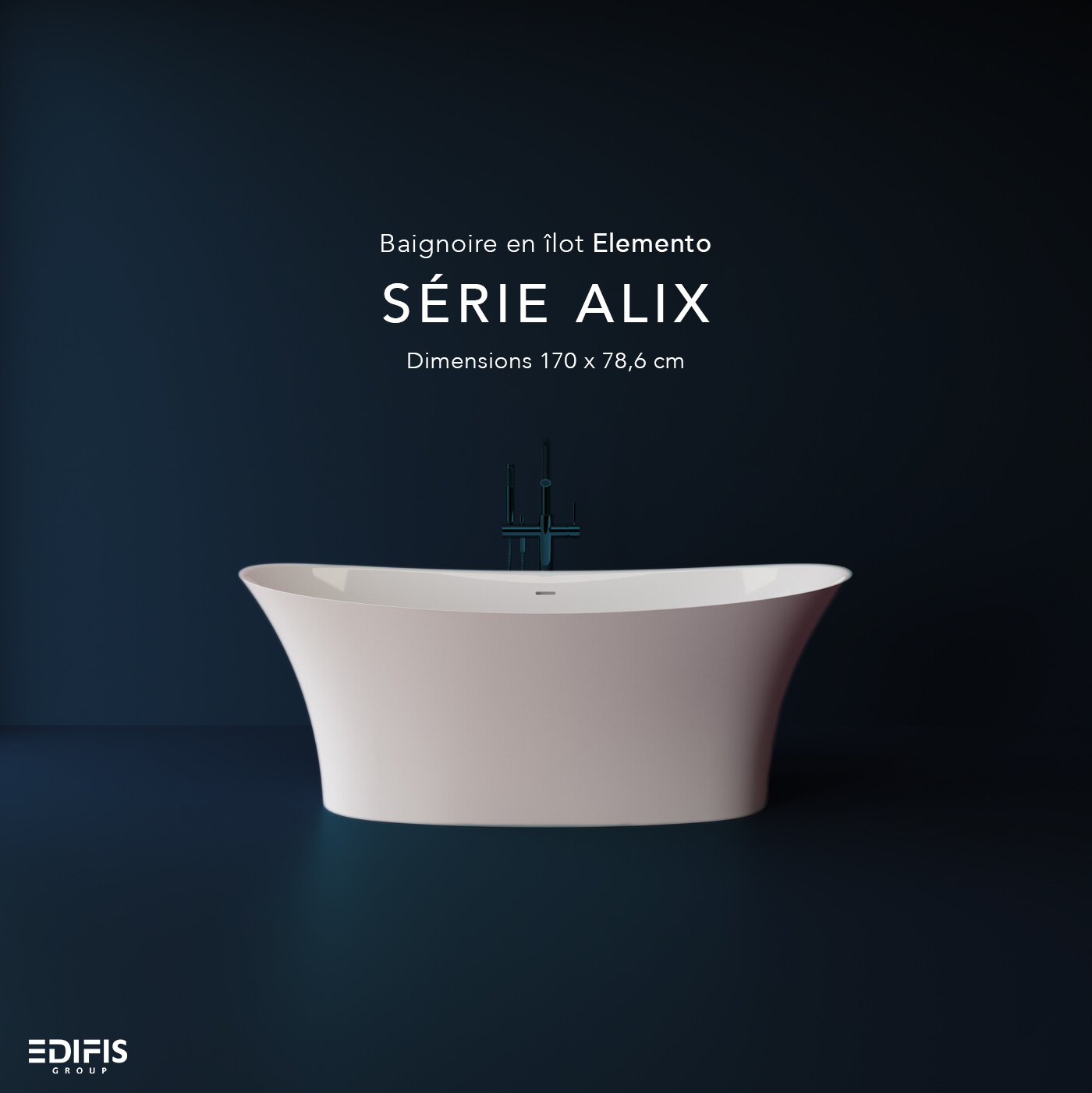 Baignoire en îlot Elemento - Série Alix - 170 x 78,6 cm - vue 9