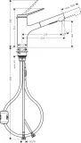 Zesis M33 Mitigeur de cuisine 150 avec douchette extractible 2 jets