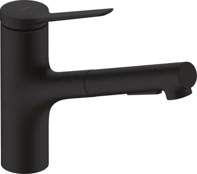 Mitigeur de cuisine Hansgrohe Zesis M33 150 avec douchette extractible et 2 jets et sBox intégré finition noir mat