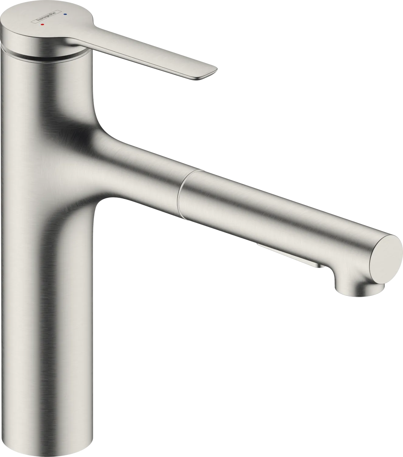 Mitigeur de cuisine Hansgrohe Zesis M33 160 avec douchette extractible et 2 jets en acier inoxydable brossé