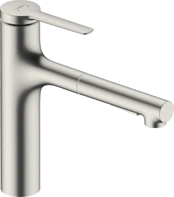Mitigeur de cuisine Hansgrohe Zesis M33 160 avec douchette extractible et 2 jets en acier inoxydable brossé