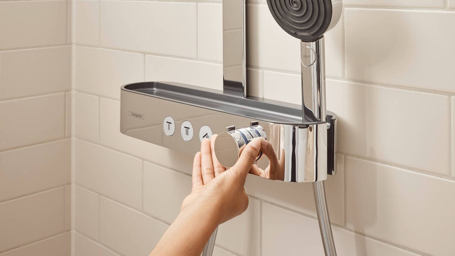 Colonne de douche Showerpipe Hansgrohe Pulsify S 260 2 jets avec mitigeur thermostatique ShowerTablet Select 400 — vue 4