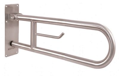 Barre d'appui rabattable 60 cm avec porte rouleau papier hygiénique pour personnes à mobilité réduite Nofer en chromé satiné