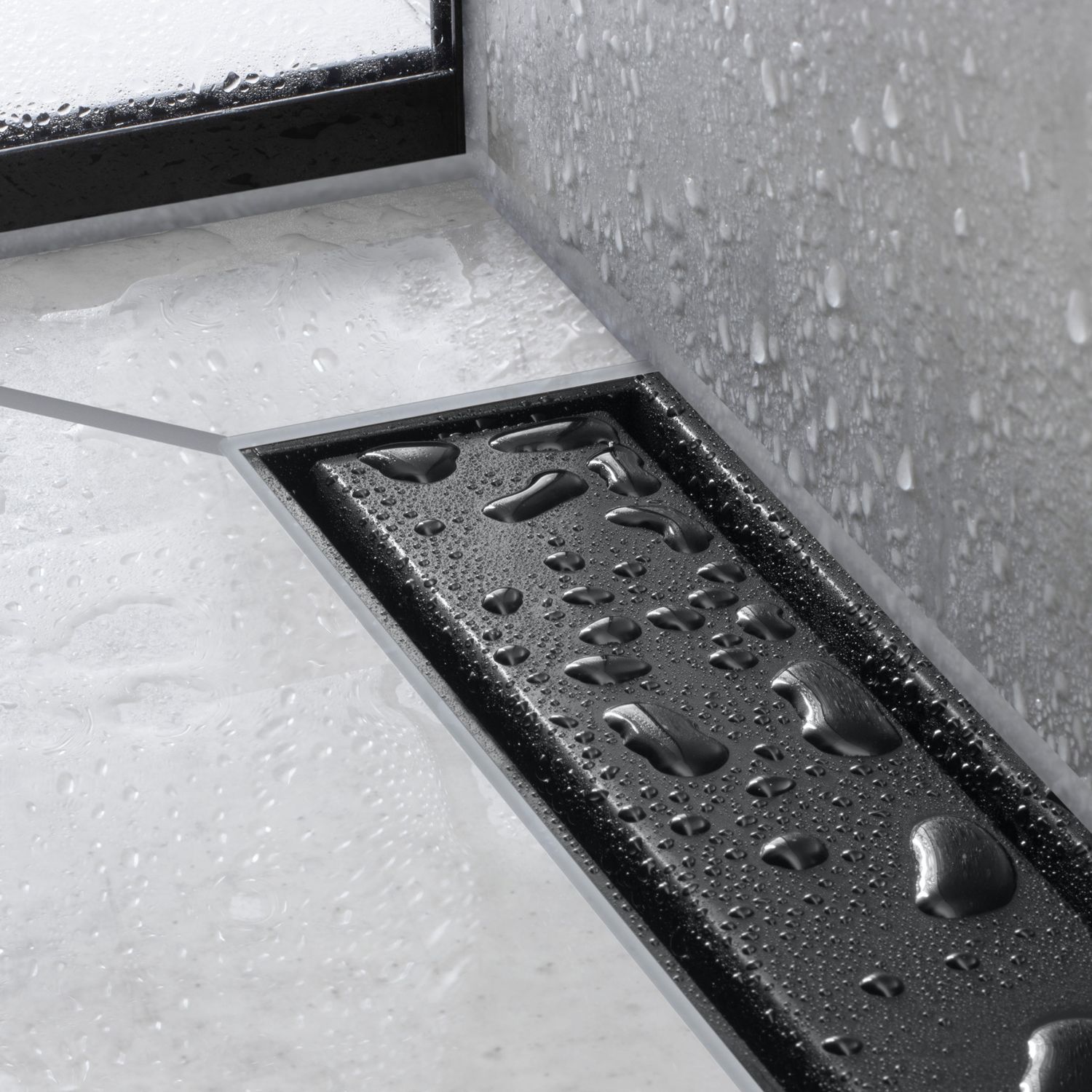 Set de finition Hansgrohe RainDrain Match 700 mm avec cadre réglable en noir mat
