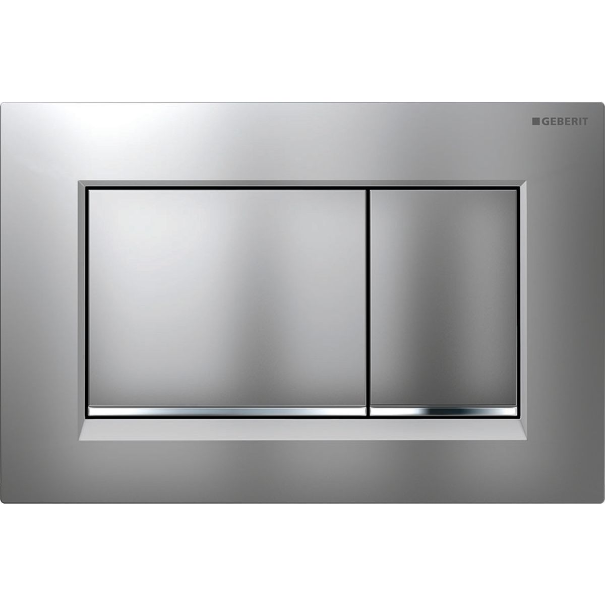 Geberit Sigma20 Square Flush Plate / Matte Chrome - Design Strips: Polished Chrome