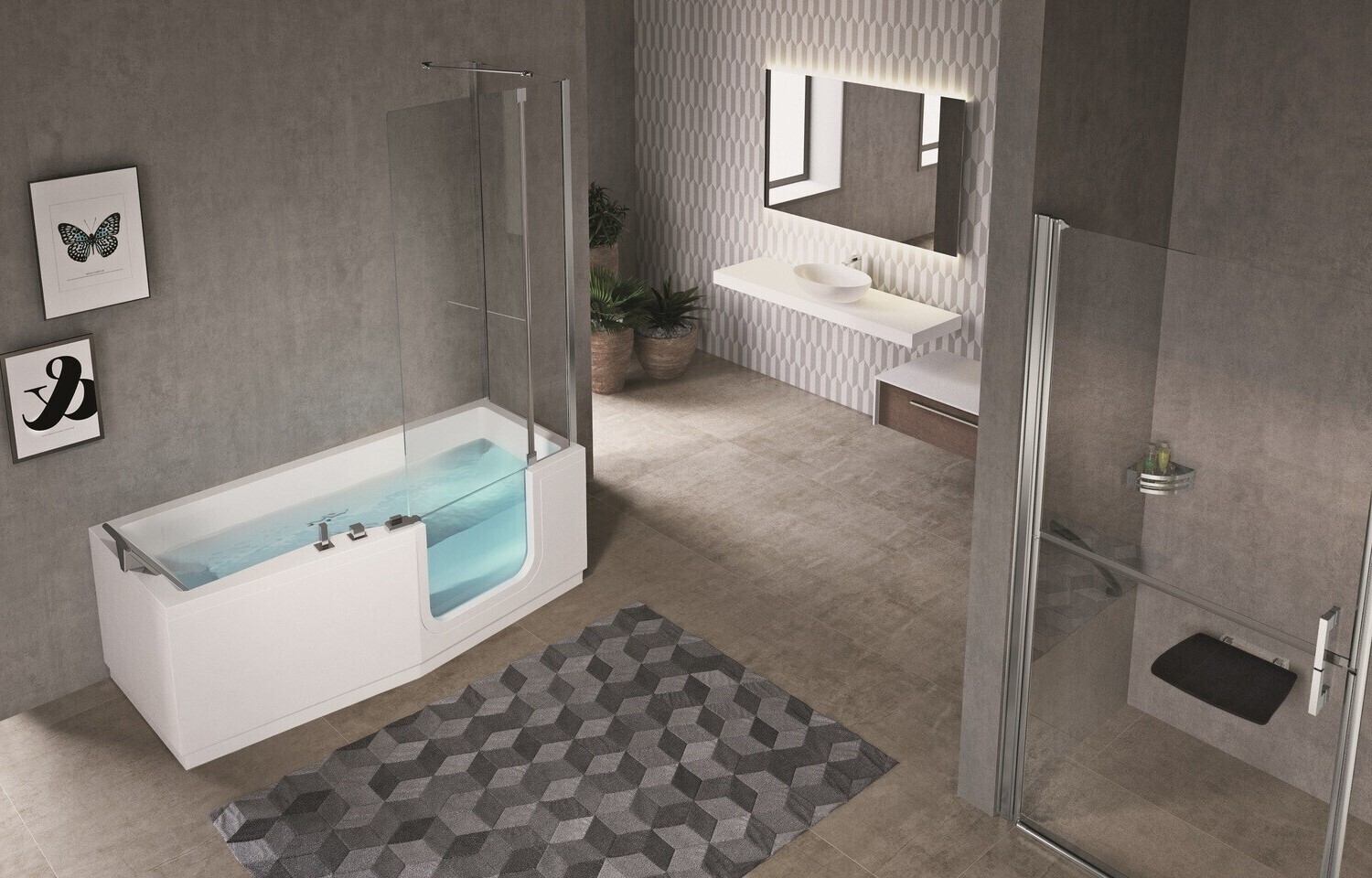 Paroi de baignoire Novel droite en verre Securit trempé transparent - Série Iris