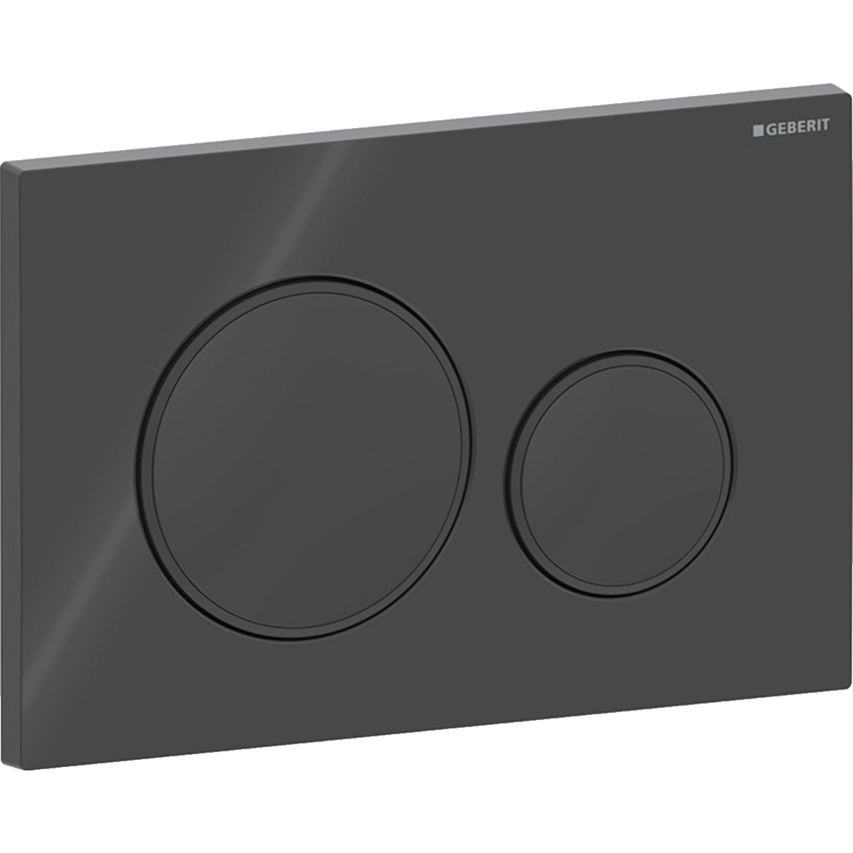 Plaque de déclenchement Geberit Sigma20 / Noir - anneaux design : noir mat - vue 2