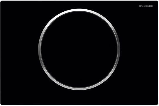 Geberit Sigma10 Actuator Plate in Stainless Steel / Matte Black - Chrome Design Ring