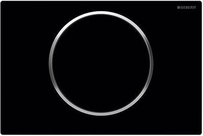 Geberit Sigma10 Actuator Plate in Stainless Steel / Matte Black - Chrome Design Ring