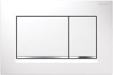 Geberit Sigma20 square plaque de déclenchement, blanc mat, bandes chromé brillant, Easy Clean.
