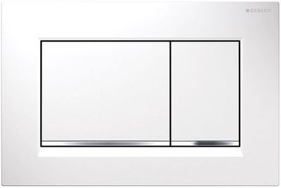 Geberit Sigma20 Square Flush Plate / Matte White - Design Stripes: Chrome Glossy