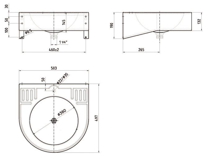 Lavabo mural individuel suspendu Presto en inox