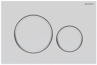 Geberit Sigma20 Flush Plate / Matte White Lacquered - Design Rings: Chrome Glossy