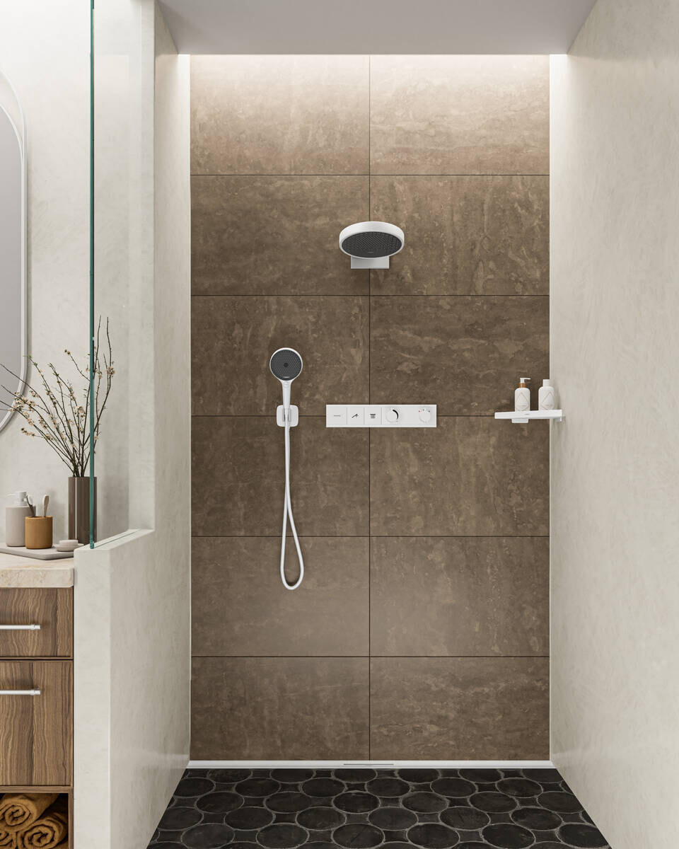 Module thermostatique encastré Hansgrohe RainSelect avec 2 fonctions en blanc mat