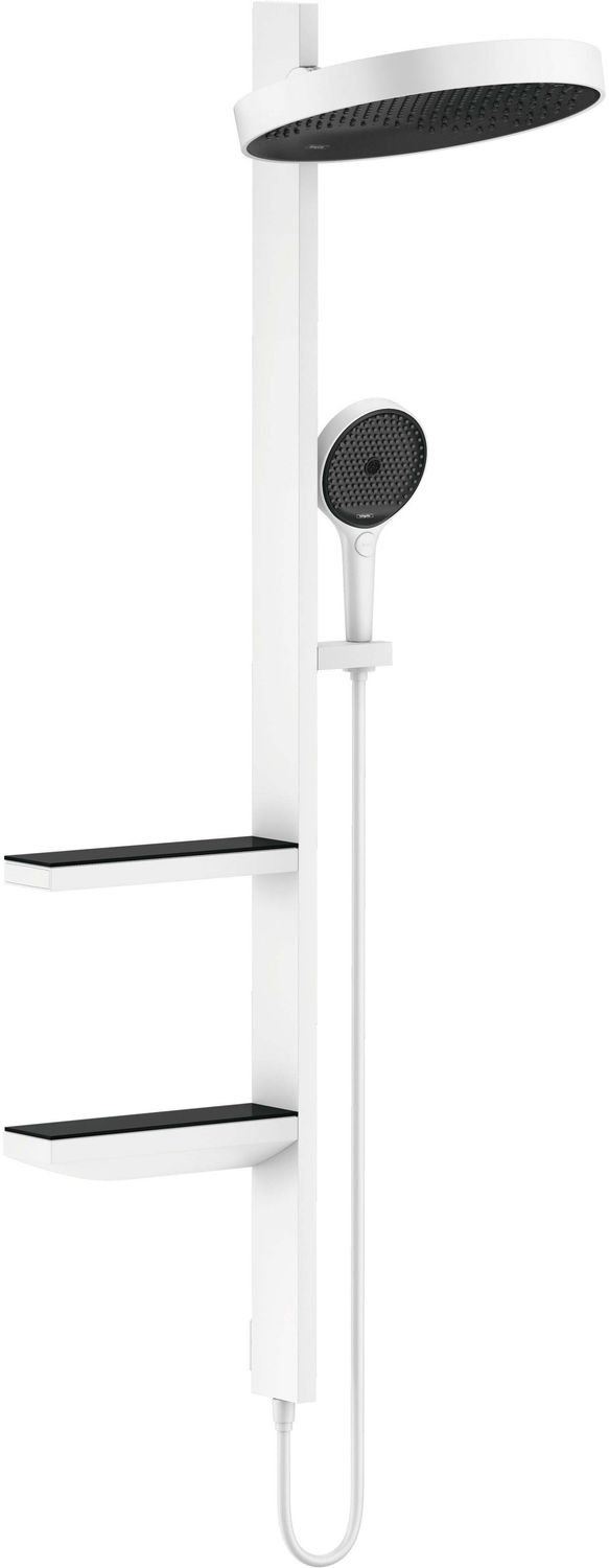Colonne de douche Showerpipe Hansgrohe Rainfinity 360 1 jet pour installation encastrée en blanc mat