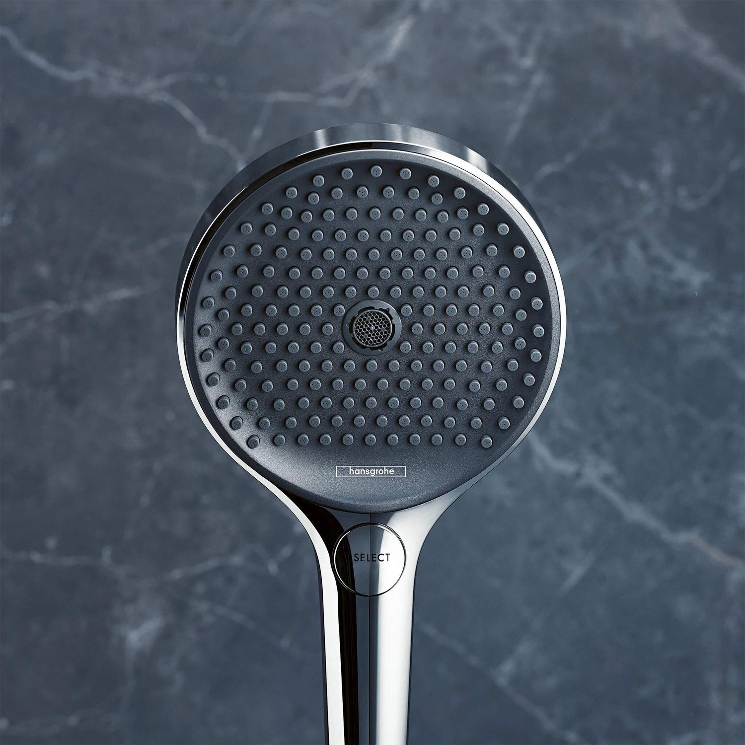 Barre de douche Hansgrohe avec douchette à main Rainfinity 130 3 jets , flexible Isiflex et porte savon étagère Casetta E