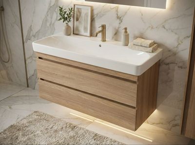 Bathroom Vanity with Two Drawers for Geberit Smyle 90 cm Sink (without Basin)